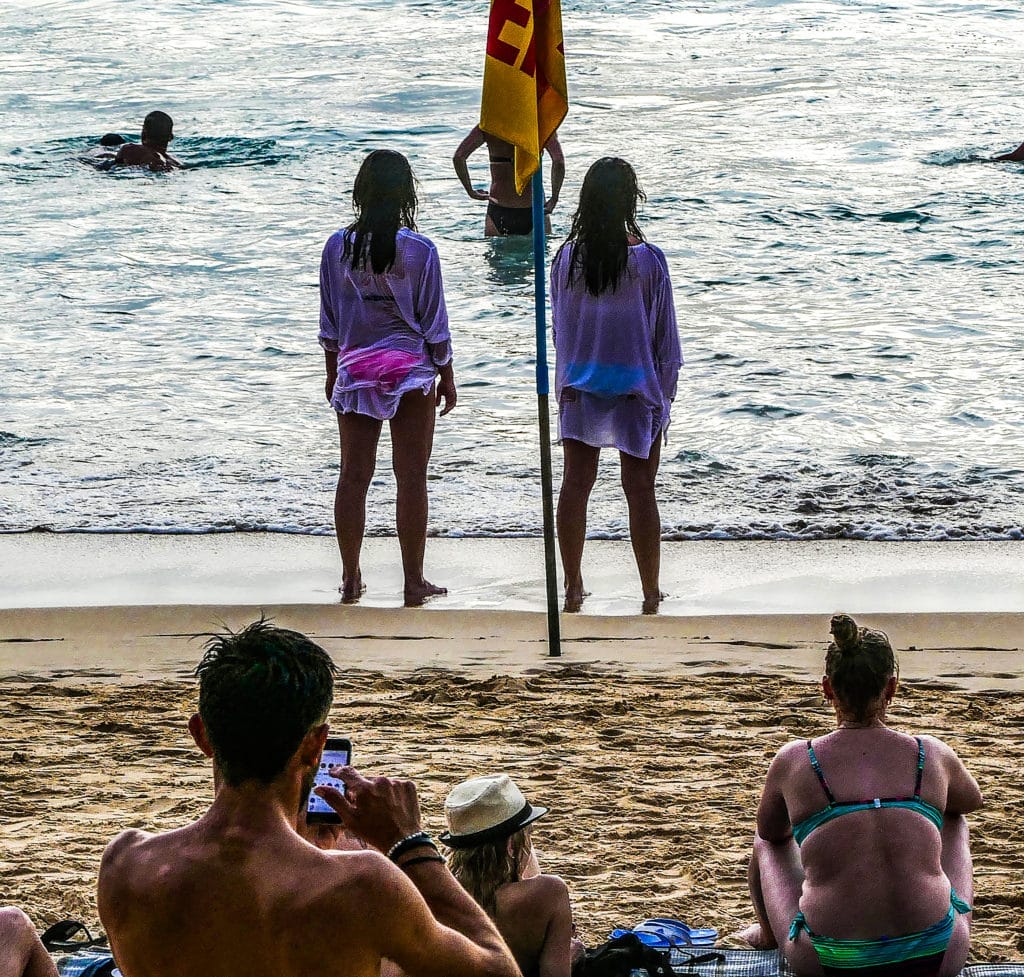 A broad view of the Phuket coastline and beach