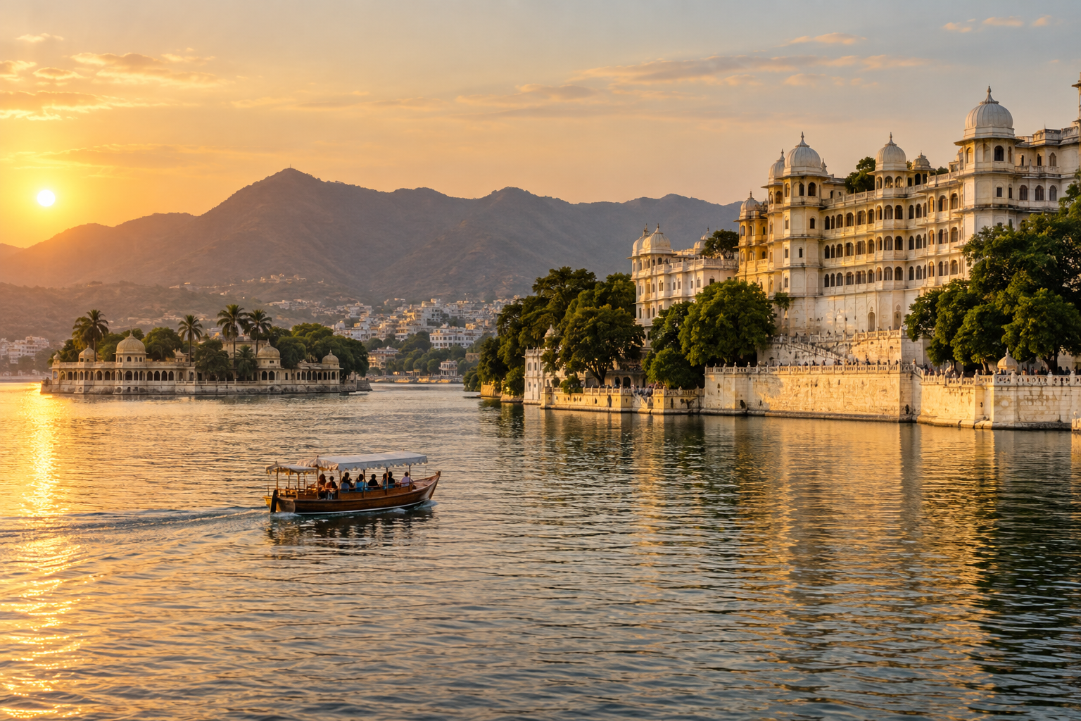 Udaipur palaces and ghats along Lake Pichola