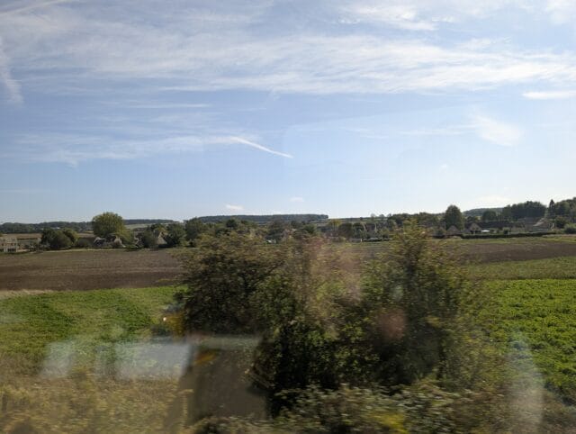 English countryside from the train to the Cotswolds