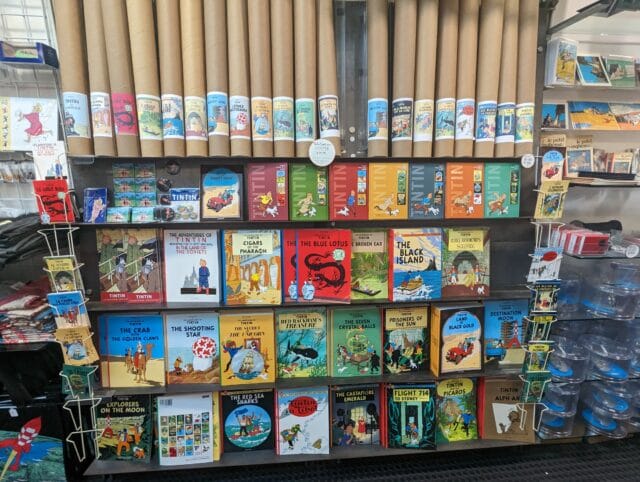 Sausalito shop displaying Tintin comics