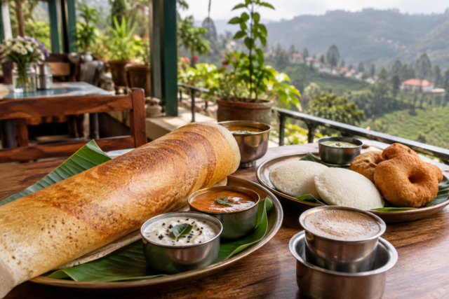 South Indian breakfast and Nilgiri tea in Coonoor