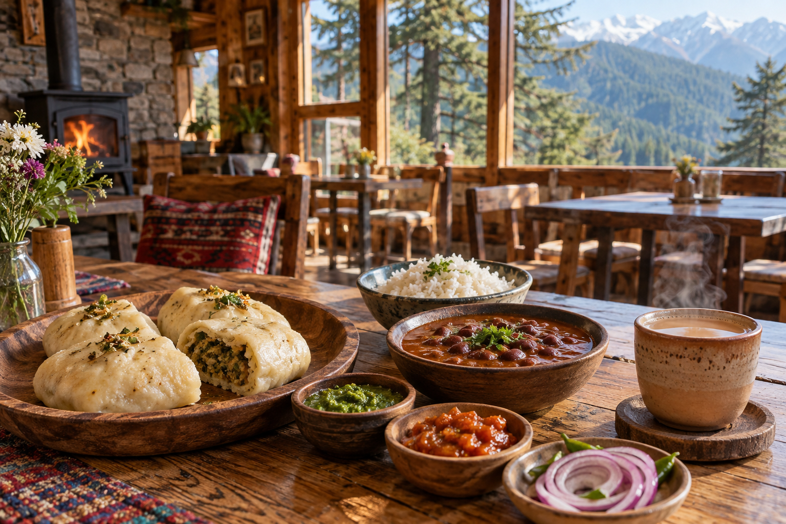 A welcoming mountain café with a warm interior near Hatu Peak