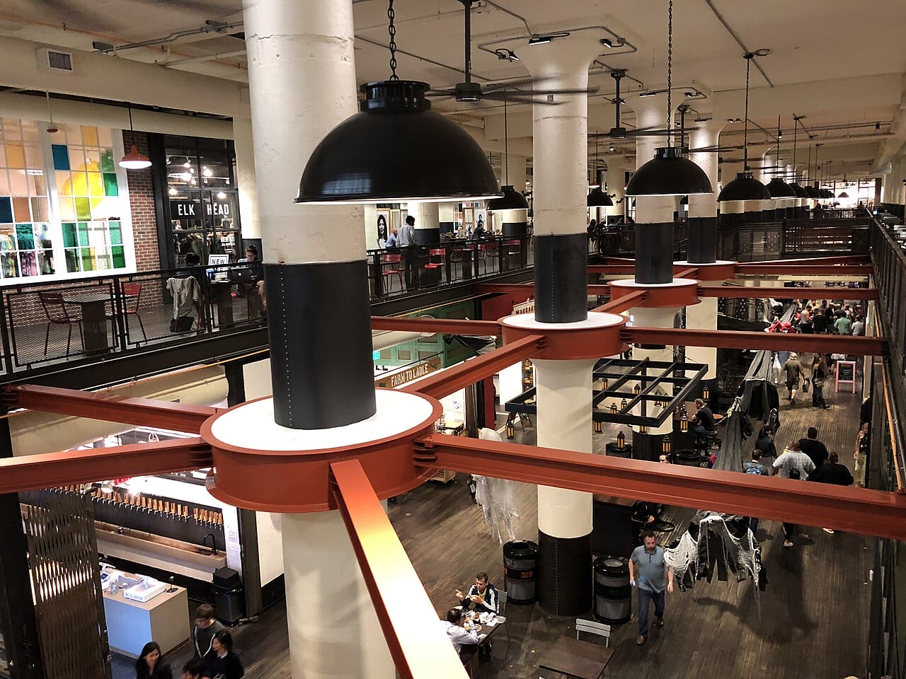 Central food hall of Ponce City Market in Atlanta seen from the upper level